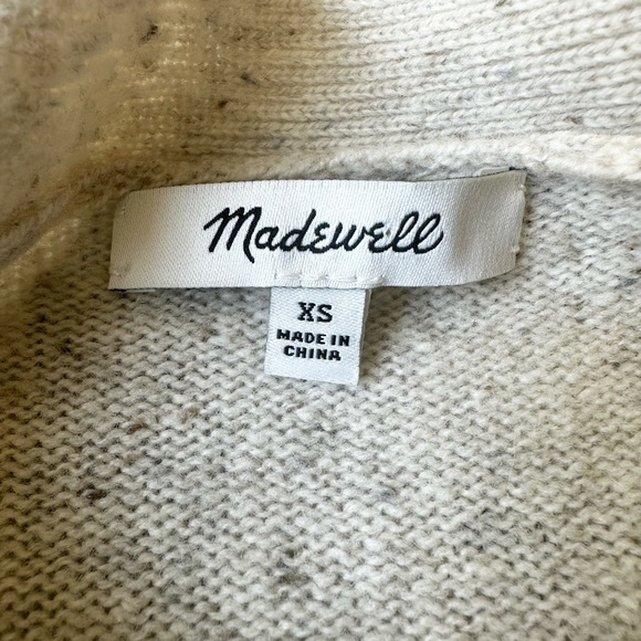 Madewell Womens Cream Merino Wool Boat Neck Button Shoulder Sweater Dress XS - Picture 6 of 7